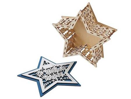 Шкатулка из фанеры в виде звезды "Asteris", сине-серебристый