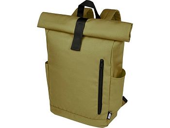 Рюкзак Byron 15,6" объемом 18 л со скручиваемым верхом, изготовленный из переработанного ПЭТ по стандарту GRS, оливковый Рюкзак Byron 15,6" объемом 18 л со скручиваемым верхом, изготовленный из переработанного ПЭТ по стандарту GRS, оливковый