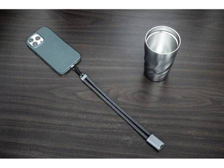 Ремешок-держатель для телефона с зарядным кабелем USB-C - USB-C «Lany Wristband Charge Eco», серый