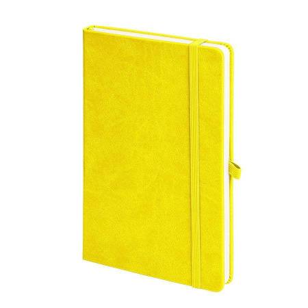 Бизнес-блокнот "Justy", 130*210 мм, желтый, твердая обложка,  резинка 7 мм, блок-линейка, тиснение