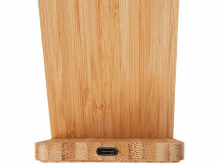 Беспроводное зарядное устройство 2-в-1 с подсветкой лого «Reedia S4», 15 Вт, бамбук, черный