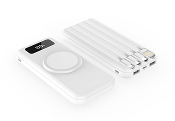 Внешний аккумулятор Authority с беспроводной зарядкой, 10000 Mah, белый