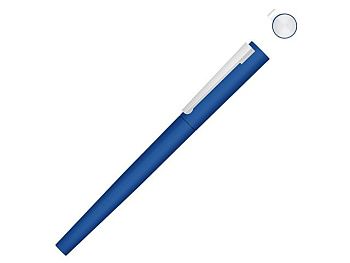 Ручка металлическая роллер «Brush R GUM» soft-touch с зеркальной гравировкой, средне-синий Ручка металлическая роллер «Brush R GUM» soft-touch с зеркальной гравировкой, средне-синий