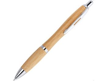 Шариковая ручка SAGANO из бамбука, серебристый Шариковая ручка SAGANO из бамбука, серебристый