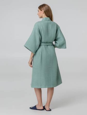 Халат вафельный женский Boho Kimono, зеленая мята, размер M (44-46)