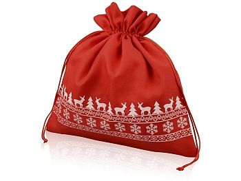Мешочек подарочный новогодний, хлопок, большой, красный Мешочек подарочный новогодний, хлопок, большой, красный