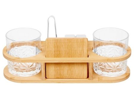 Набор для виски на бамбуковой подставке "Boulevardier"