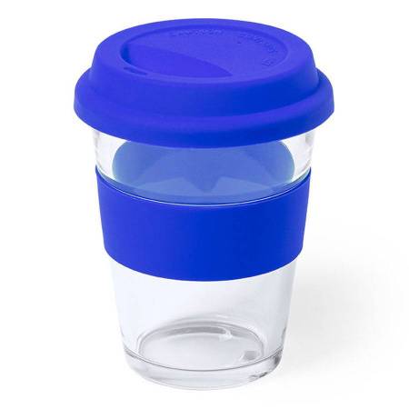 Стакан DURNOX с силиконовой крышкой, прозрачный с белым, 350мл, 12,4х9,5см, стекло