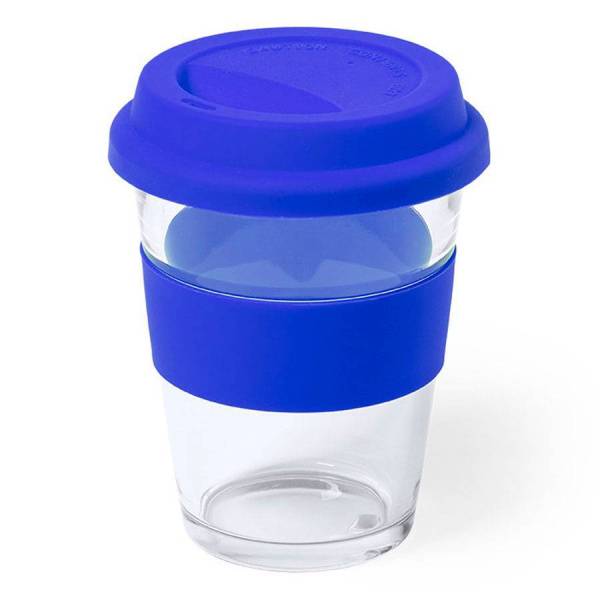 Стакан DURNOX с силиконовой крышкой, прозрачный с белым, 350мл, 12,4х9,5см, стекло