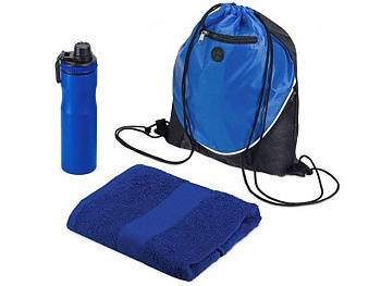 Спортивный набор из стальной бутылки и полотенца «Advanced», синий