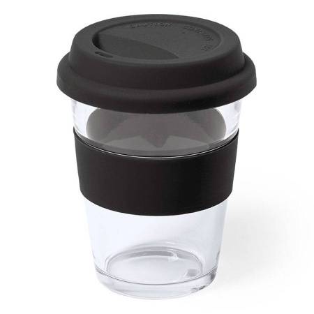 Стакан DURNOX с силиконовой крышкой, прозрачный с белым, 350мл, 12,4х9,5см, стекло