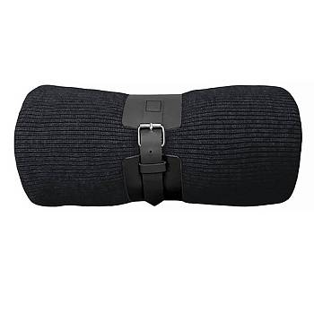 Плед  "Belt", чёрный, 130 х 180 см, 100% акрил, с поясом