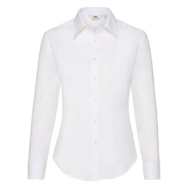 Рубашка "Lady-Fit Long Sleeve Oxford Shirt", белый_XS, 70% х/б, 30% п/э