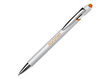 Ручка-стилус металлическая шариковая "Sway  Monochrome" с цветным зеркальным слоем, серебристый с оранжевым