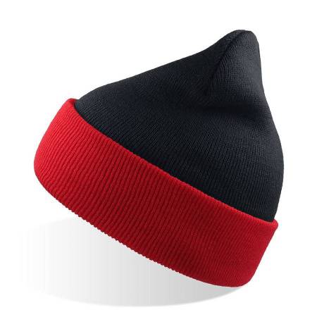 Шапка вязаная  двойная "Wind", с отворотом_бежевый