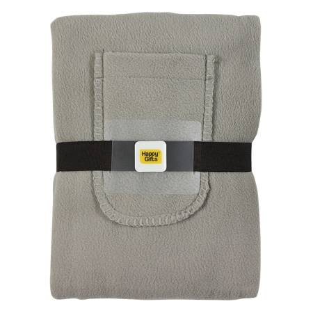 Плед  "Уютный" с карманами для ног,  серый, 130x150см, 260 гр. вышивка