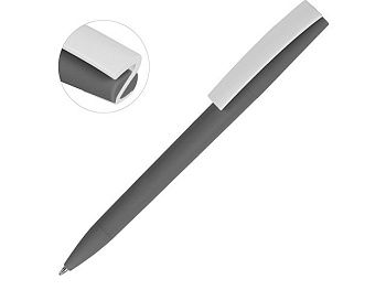Ручка пластиковая soft-touch шариковая «Zorro», серый/белый Ручка пластиковая soft-touch шариковая «Zorro», серый/белый