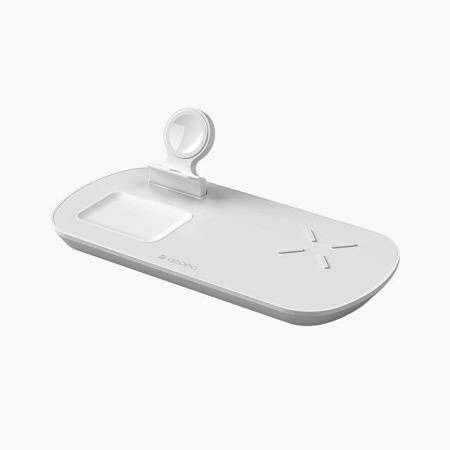 Зарядная станция 3 в 1: iPhone, Apple Watch, Airpods, беспроводная, 17,5 Вт, белая, Deppa
