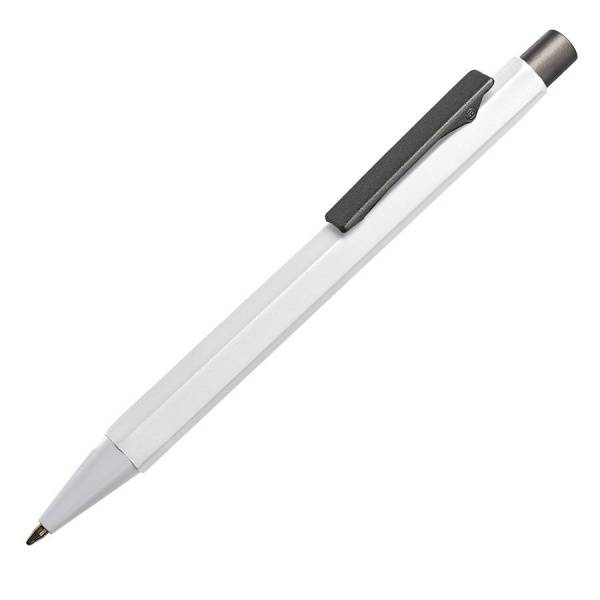 Ручка шариковая SCALEN, белый/темно-серый, металл