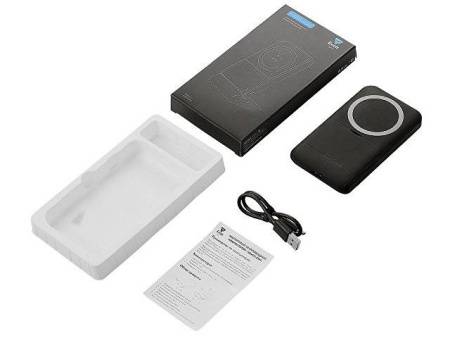 Беспроводной внешний аккумулятор с подсветкой лого и подставкой «Magflash», 10000 мАч, 15 Вт, черный