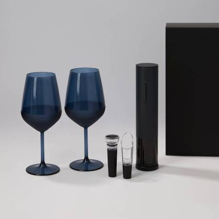 Подарочный набор 2 бокала для вина Sapphire + набор для вина с электрическим штопором Sacramento