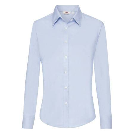 Рубашка "Lady-Fit Long Sleeve Oxford Shirt", светло-голубой_S, 70% х/б, 30% п/э