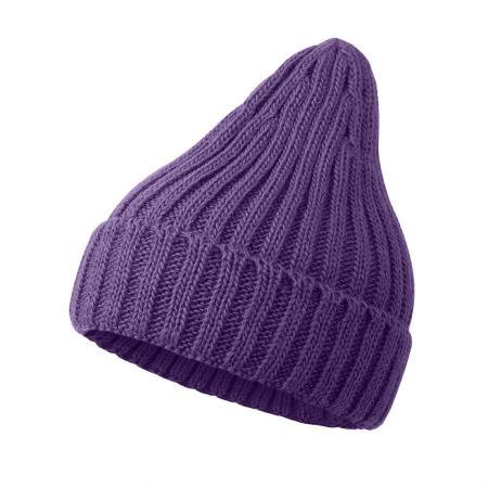 Шапка бини вязаная НАСВЯЗИ©, бежевый меланж, 30% шерсть