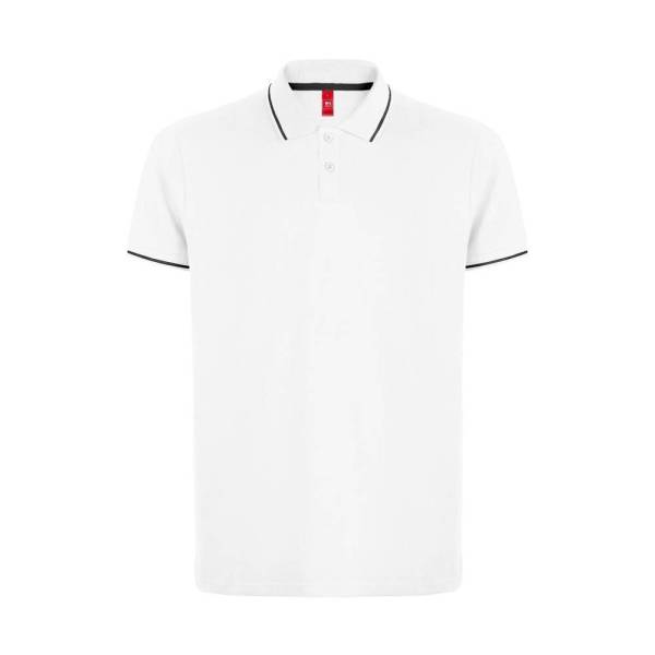 Рубашка-поло мужская SPECTRUM, к/р, белый/черный, S, 100% хлопок