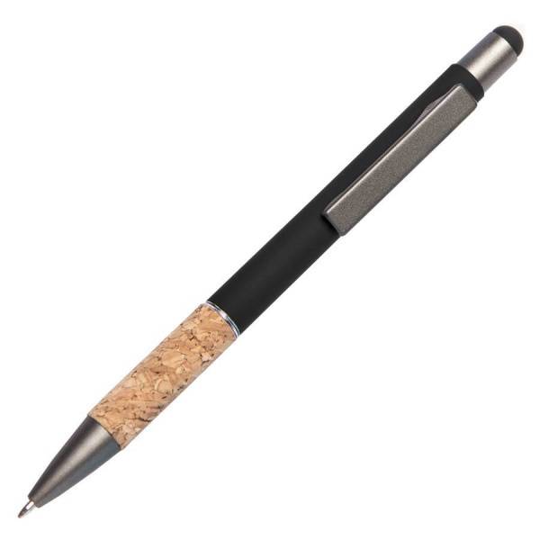 Ручка шариковая FACTOR GRIP со стилусом, красный/темно-серый, металл, пластик, пробка
