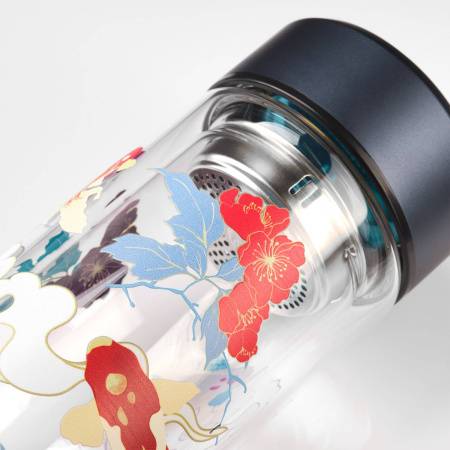 Бутылка стеклянная с двойными стенками, Aravia, 380 ml, синяя