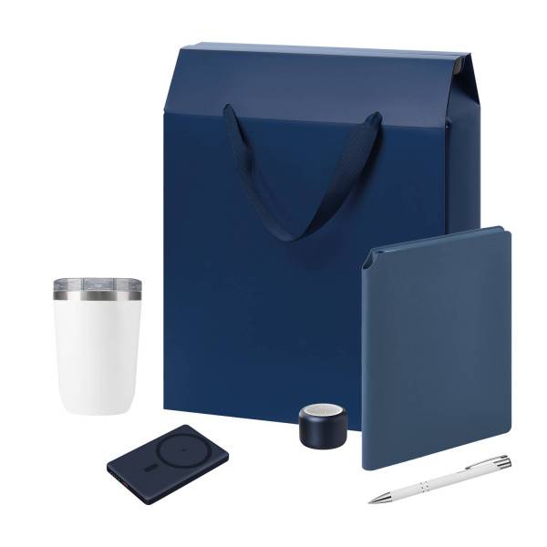 Подарочный набор Welcome Pack Premium, серебряный (термокружка, колонка, ежедневник, ручка, ЗУ